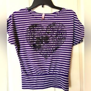 Mi Manchi Girls Striped Purple & Gray Size L (14)